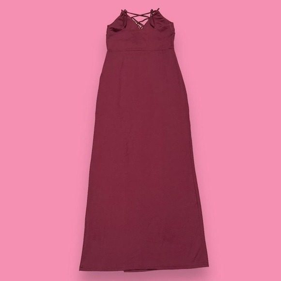 Ava and Ever Wine Colored Whimsigoth Split Hem Padded Formal Maxi Dress Size 12 - Picture 3 of 5